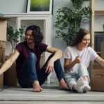 Unpacking moving boxes in a new home