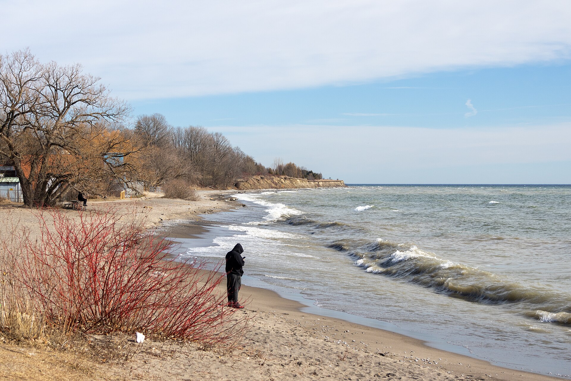 Lake Ontario shoreline at Rotary Sunrise Lake Park in Whitby, Durham Region